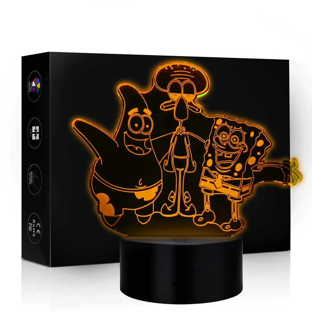 Mily SpongeBob SquarePants Patrick Squidward And SpongeBob Acrylic LED Lamp Figures 3 Mily SpongeBob SquarePants Patrick Squidward And SpongeBob Acrylic LED Lamp Figures