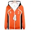 Mily Haikyu!! Yu Nishinoya #4 Zip Up Hoodie Apparel