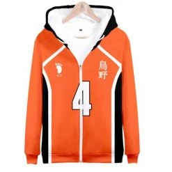 Mily Haikyu!! Yu Nishinoya #4 Zip Up Hoodie Apparel