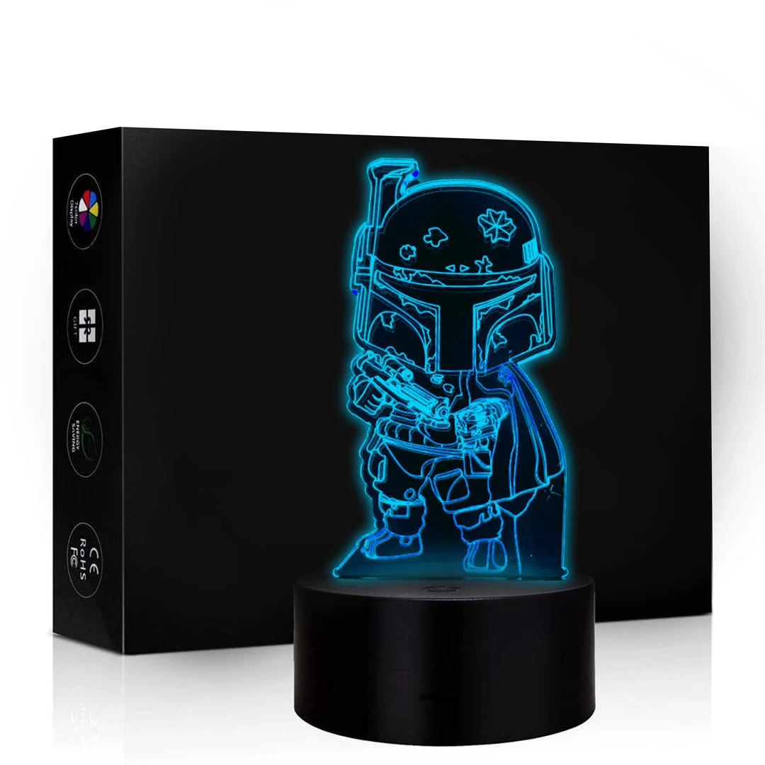 Mily Star Wars Chibi Boba Fett Acrylic LED Lamp Figures 3 Mily Star Wars Chibi Boba Fett Acrylic LED Lamp Figures