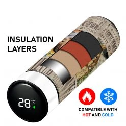 Mily Lifestyle One Piece Luffy And Zoro Wanted Temperature Display Thermal Bottle