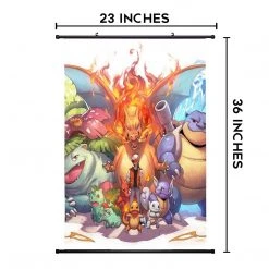 Mily Pokemon First Gen Starter Evolutions 23 X 36 Inch Wall Scroll Poster Home Décor