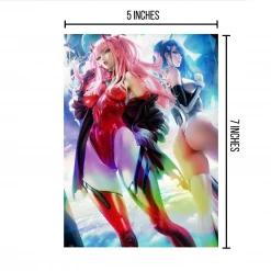 Mily Darling In The FranXX × Evangelion Zero Two & Ichigo "5 X 7" Metallic Glossy Art Print Lifestyle