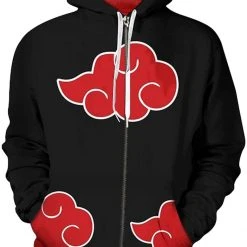 Mily Apparel Naruto Shippuden Akatsuki Cloud Zip Up Hoodie