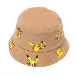 Mily Pokemon Pikachu Allover Print Beige Bucket Hat Apparel