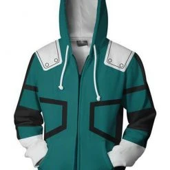 Mily My Hero Academia Deku Hero Suit Zip Up Hoodie Apparel