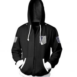 Mily Attack On Titan Survey Corps Black Zip Up Hoodie