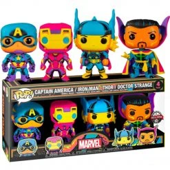 Funko Pop! Marvel Black Light Series Captain America / Iron Man / Thor / Doctor Strange 4 Pack - Special Edition Figures