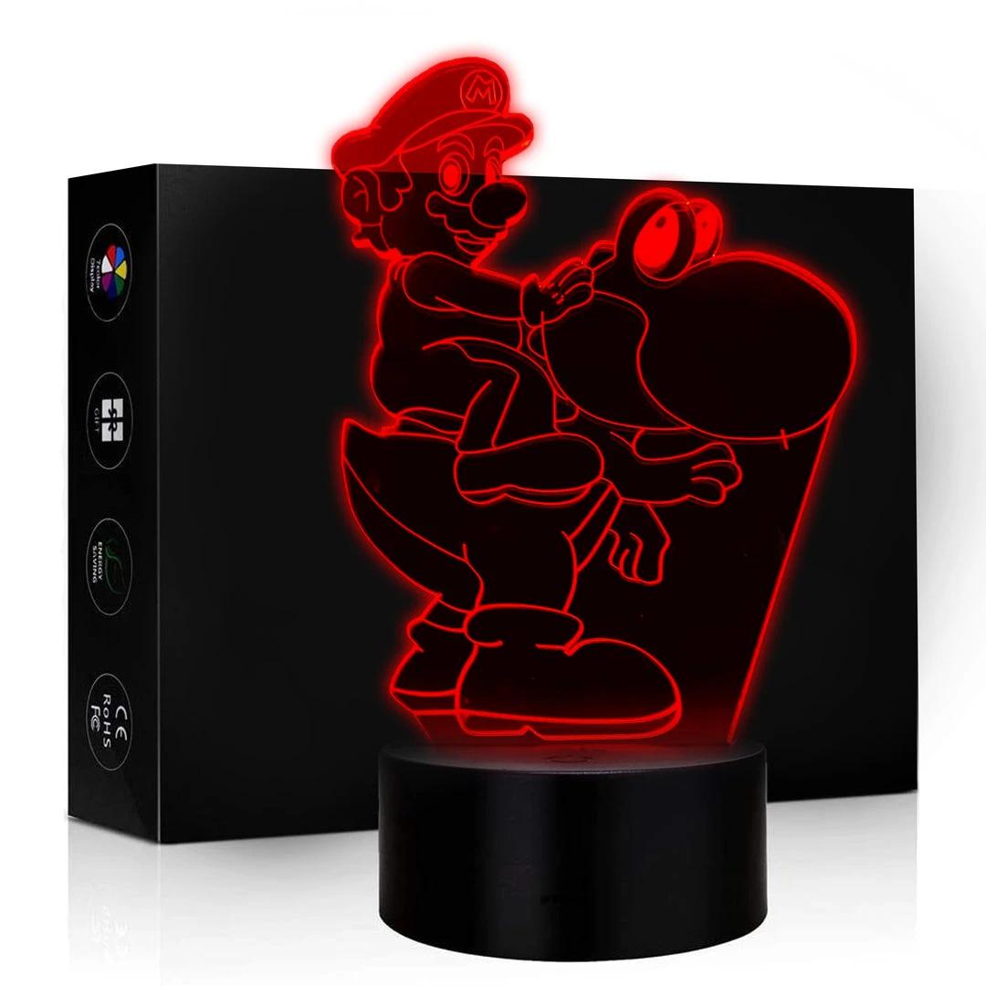Mily Super Mario Mario And Yoshi Acrylic LED Lamp Figures 3 Mily Super Mario Mario And Yoshi Acrylic LED Lamp Figures